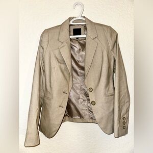 The Limited Woven One Button Fitted Blazer Jacket Career Wheat Tan Pockets Sz 0